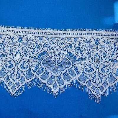 3 Yards Bright White Eyelash French Mesh Lace Trim /Sewing/Crafts/Bridal/6  Wide • $10.35