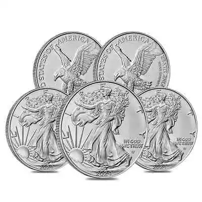 Lot Of 5 - 2024 1 Oz Silver American Eagle $1 Coin BU • $170.43
