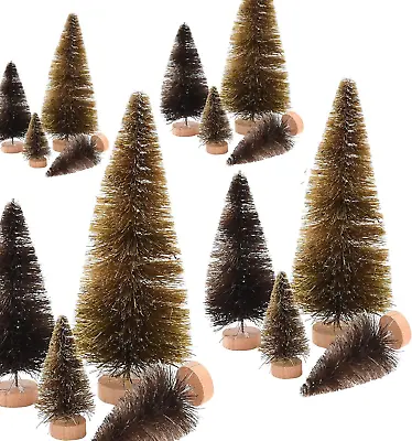 Asodomo 16 Pcs Artificial Sisal Christmas Trees Mini Bottle Brush Trees Desktop • $14.51