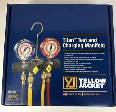 Yellow Jacket 49967 Titan™ Manifold 3-1/8  Gauges W/ Hoses R22 / 404A / 410A • $227.99