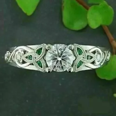 2Ct White Round Cut CZ Celtic Engagement Wedding Ring Solid 925 Sterling Silver • $95