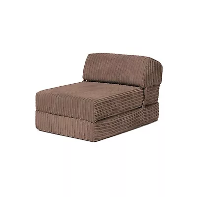 Mocha Bjorn Jumbo Cord Single Chair Sofa Z Bed Seat Foam Fold Out Futon Guest • £64.97