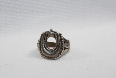 $50 • Buy Sterling Silver Ring TEXAS STAR HORSE SHOE & RIBBON SIZE 5.75 WOMEN'S RING