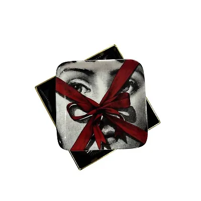 NWB Fornasetti Face Print Square Plate In Black White Red • $169