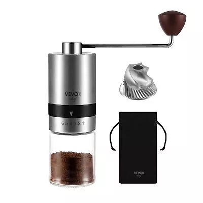 Manual Coffee Grinder Stainless Steel Burr Grinder 6 External Adjustable Sett • $56.70