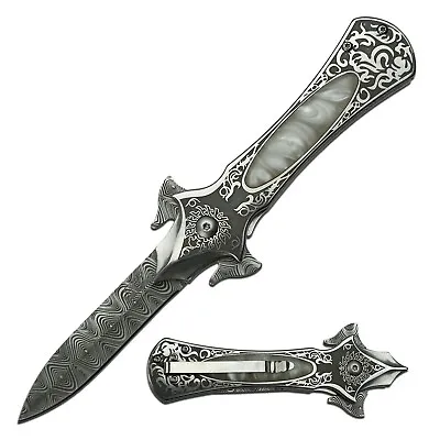 Master Collection Assisted Open Fancy Stiletto Pocket Knife Pearl Dagger MC-A047 • $15.99