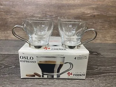 Oslo Espresso Cups Fidenza Fine Italian Glass Set Of 4 Tempered 3 Oz • $29.68