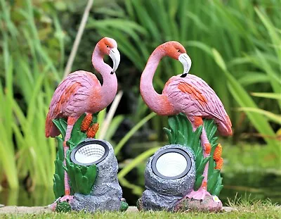 Garden Ornaments Flamingo Solar Powered Flamingos Light Up LED Decor 27 Cm Tall • £21