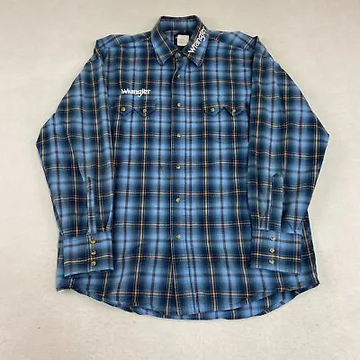 Wrangler Shirt Mens Large Snap Western Plaid Rodeo Spell Out Embroidered READ • $26.99