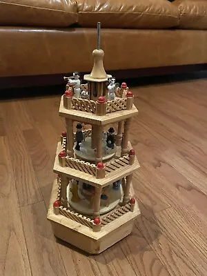 Vtg German Weihnachts Pyramid Wooden 3 Tier Nativity Windmill Parts No Blades • $58