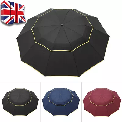 62  Extra Oversize Large Compact Golf Umbrella Double Canopy Vented Windproof + • £5.89