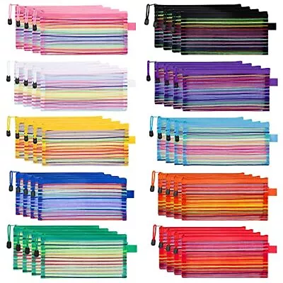 40 Pack 10 Colors Zipper Mesh Pouch Storage Pouches Multipurpose Travel Bags For • $28.29