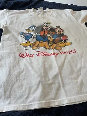 Vintage Walt Disney World Mens White T Shirt M Pluto Micky Donald 44  Chest • £12.99