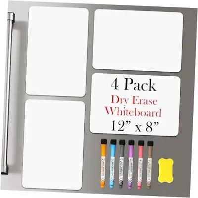 4PCS 12 X8  Magnetic Dry Erase WhiteBoard For Fridge W/ 6 Markers & 1 12 X 8 • $21.31