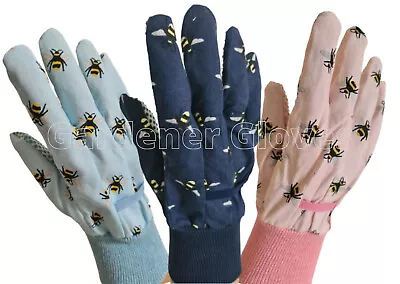 Briers Bees Cotton Gloves With GripsLadies Gardening GlovesMultipurpose Gloves • £4.30