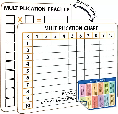Dry Erase Multiplication Chart Whiteboard 9  X 12  L Double Sided Times Table • $14.60