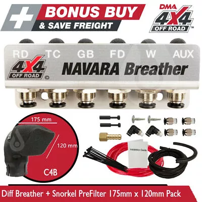 Diff Breather Kit 6p Snorkel Pre Filter Nissan Navara D22 D23 Np300 D40 Db6c4b • $98