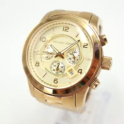 Michael Kors Oversized Runway Chronograph Watch 45mm Date Gold Tone MK-8077 • $44.99