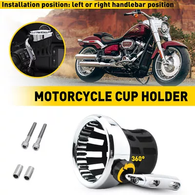 Universal Motorcycle Handlebar Cup Holder Chrome Drink Basket • $26.29