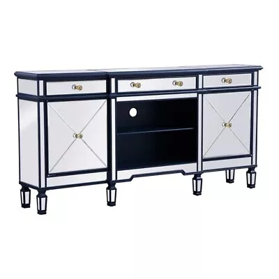 Elegant Decor Contempo 72  Metal And MDF Mirrored Credenza In Blue • $735.82