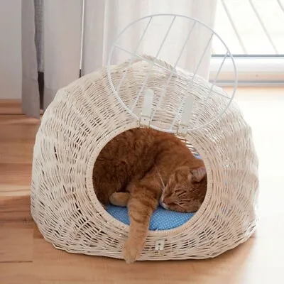 £62.89 • Buy Aumüller Cat Wicker Carrier Basket With Cushion Pet Crate Hideaway Transport