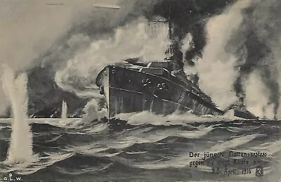 Zeppelin Above German Navy 25 April 1916 Unused B&w P/c Ref 4400 • £12