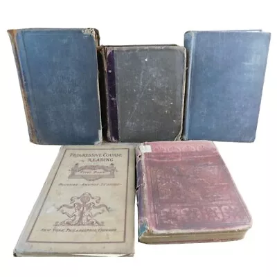 Lot Of 5 Vintage Antique Hardcover Books Educational School 1866 1886 1926 1888 • $29