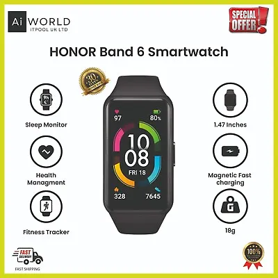 HONOR Band 6 Smart Watch Health ManagementFitness Tracker Step Counter- Black • £36.99