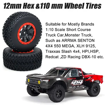 RC Car Rubber Tires 1/10 Short Course Truck Wheel For ARRMA XLH Traxxas Slash • $31.10