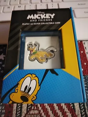 MICKEY AND FRIENDS 2021 Niue 1 Oz Disney: Pluto Shaped Coin .999 Silver # 097 • $89.29