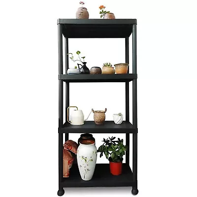 4 Tier Plastic Shelf Shelving Rack Shelves Racking Home Garage Storage Unit • £18.45