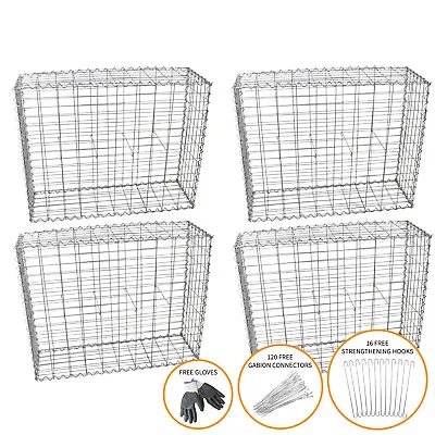 Gabion Baskets Outdoor Cages Stone Wire Mesh Planter / 100 X 95 X 30cm / 4 Pack • £169.99