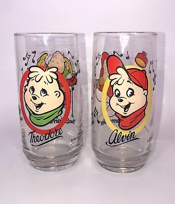 Vintage Set Of 2 85' Alvin And The Chipmunks Glass Tumblers Alvin And Theodore • $12