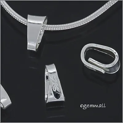 6PC Sterling Silver Snap On Lock Bail Pendant Clasp 6mm #51926 • $4.89