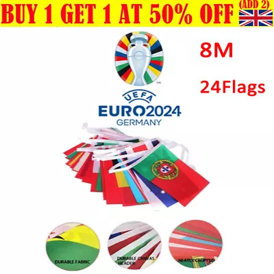 Euro 2024 Football Fabric Bunting National Team Flags Street Party Banner 8m • £4.99