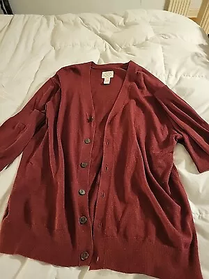 Xl Mens St John's Bay Long Sleeve Maroon Button Up Sweater • $5