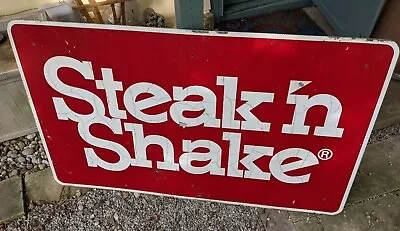 Huge Steak N Shake Metal Interstate Road Advertising Sign 5'x3' Vtg Burgers Rare • $541.50