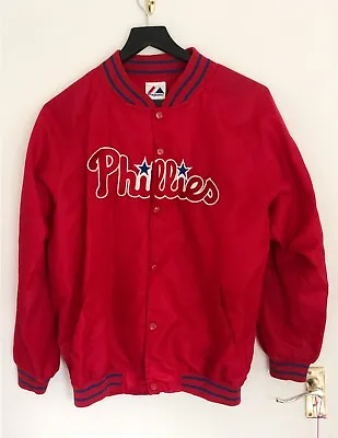 Vintage Majestic Philadelphia Phillies Satin Jacket Varsity Bomber Embroidered M • £25