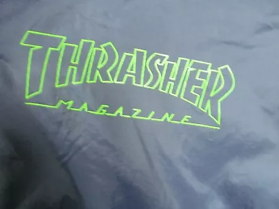 Vintage Thrasher Jacket Men's X Large Navy Bull Neon Green Button Made In USA • $29.95