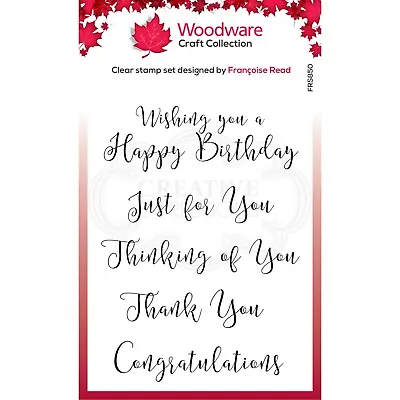 £7.60 • Buy Woodware Curly Greetings 5 Piece Clear Stamp Set Thank You Birthday Card Making 