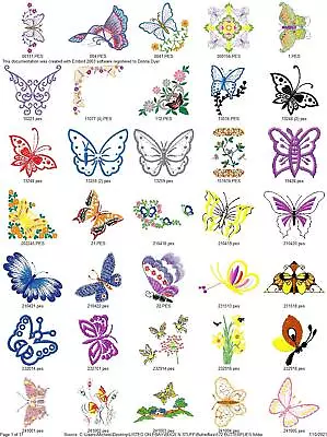 572 Butterfly Collection Embroidery Machine Designs Pes Butterflies Usb Drive • $10.95