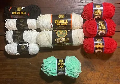 Lion Brand LION CHENILLE LION SUEDE & VELVET SPUN Yarn * 5-COLORS TO PICK FROM • $4.99
