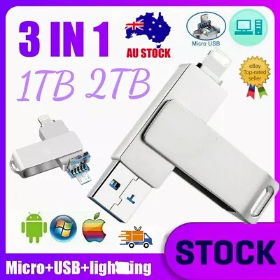 2TB 1TB USB I Flash Drive Memory Stick U Disk 3 In 1 For Android IOS IPhone PC • $45.99