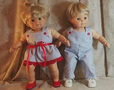 Doll Clothes Baby Made2Fit American Girl Boy 15  In Twin Set 2pc Overalls Dress • $14.74