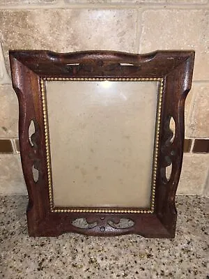  Vintage 9 X 7.5 Wooden Picture Frame Mirror Frame Cut Out Wood Ornate Boho #f1 • $16