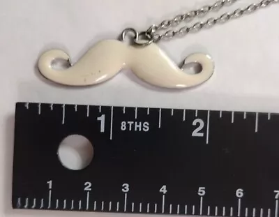 White Mustache Pendant Silver Necklace • $2.49