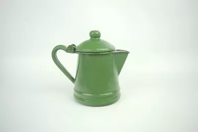 Vintage Rare Green Enamelware Metal Child's Teapot 4.5  Tall • $50