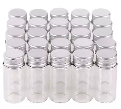 100 10ml Vials Small Mini Tiny Glass Bottles Clear Empty Jars With Aluminum T... • $30.05