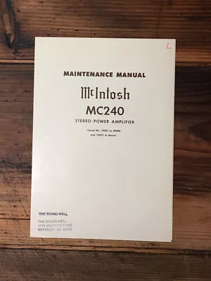 McIntosh MC240 MC-240 Amplifier Service Manual *Original* • $64.97