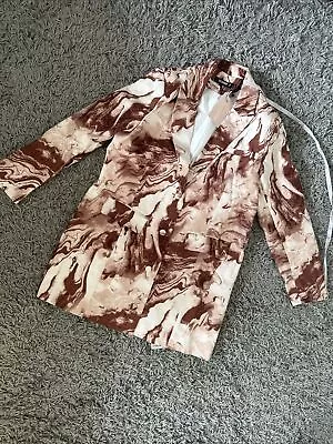 £13.99 • Buy  Brown Marble Oversized Button Front Blazer Dress Size Uk 6 BNWT Missguided 